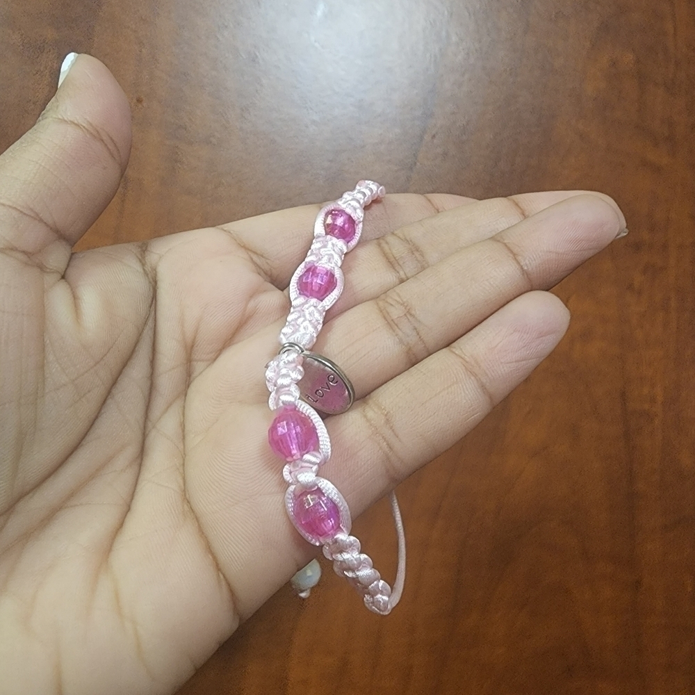 𝅺handmade Adjustable Bead Bracelets Pink